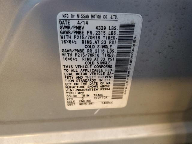 Photo 12 VIN: JN8AS5MT8EW103384 - NISSAN ROGUE SELE 