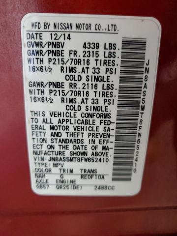 Photo 12 VIN: JN8AS5MT8FW652410 - NISSAN ROGUE SELE 