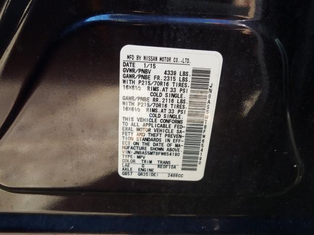 Photo 9 VIN: JN8AS5MT8FW654190 - NISSAN ROGUE SELE 