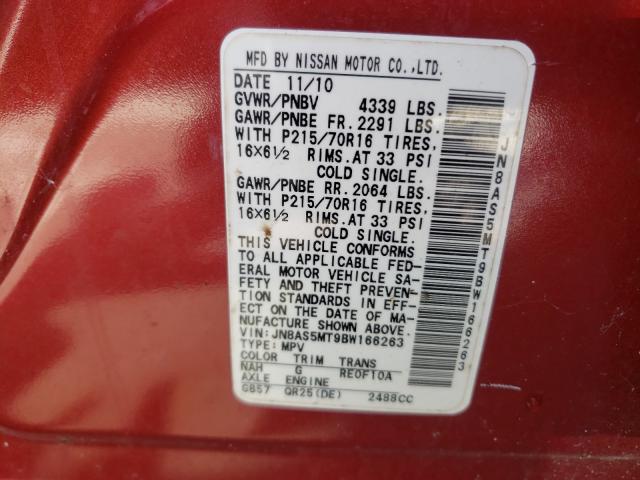 Photo 9 VIN: JN8AS5MT9BW166263 - NISSAN ROGUE S 