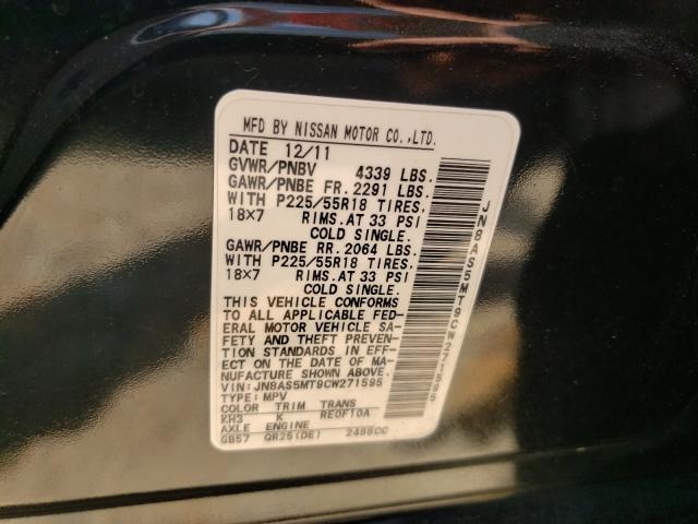 Photo 9 VIN: JN8AS5MT9CW271595 - NISSAN ROGUE S 