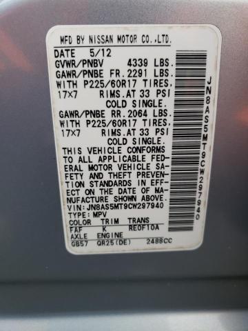 Photo 11 VIN: JN8AS5MT9CW297940 - NISSAN ROGUE 