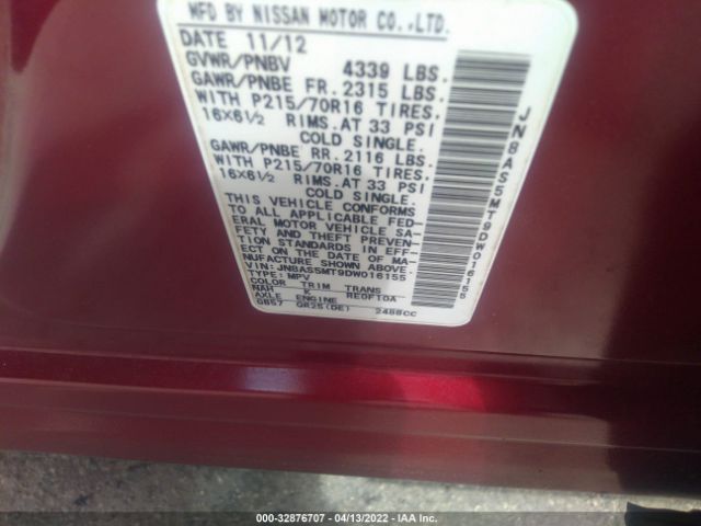 Photo 8 VIN: JN8AS5MT9DW016155 - NISSAN ROGUE 