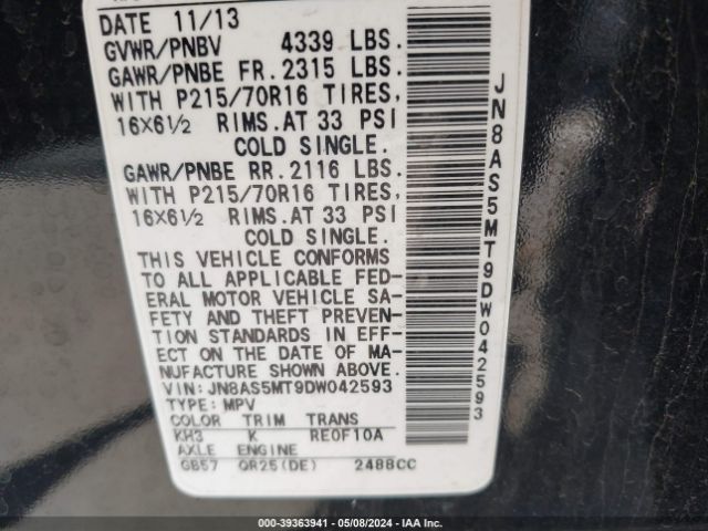 Photo 8 VIN: JN8AS5MT9DW042593 - NISSAN ROGUE 