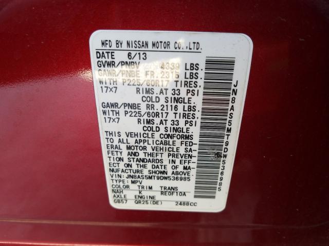 Photo 9 VIN: JN8AS5MT9DW536985 - NISSAN ROGUE S 