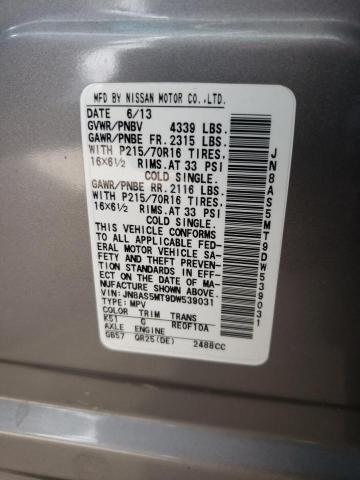 Photo 9 VIN: JN8AS5MT9DW539031 - NISSAN ROGUE S 