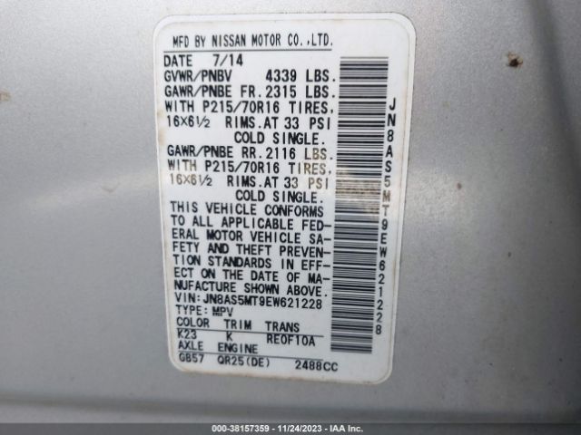 Photo 8 VIN: JN8AS5MT9EW621228 - NISSAN ROGUE SELECT 