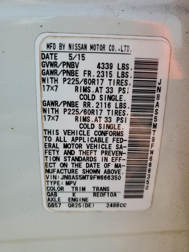 Photo 12 VIN: JN8AS5MT9FW666350 - NISSAN ROGUE 