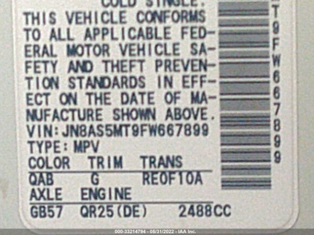 Photo 8 VIN: JN8AS5MT9FW667899 - NISSAN ROGUE SELECT 