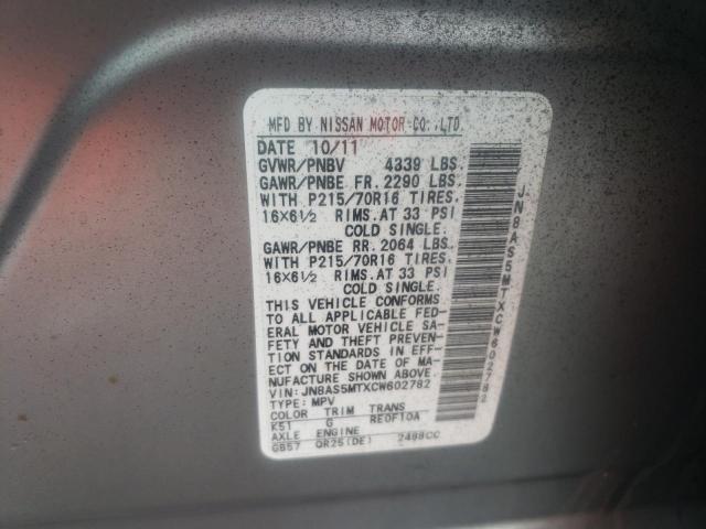 Photo 12 VIN: JN8AS5MTXCW602782 - NISSAN ROGUE 