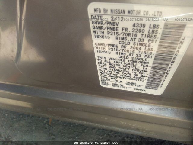 Photo 8 VIN: JN8AS5MTXCW609182 - NISSAN ROGUE 