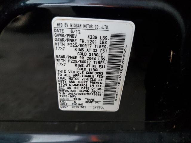 Photo 12 VIN: JN8AS5MTXCW613698 - NISSAN ROGUE SELE 