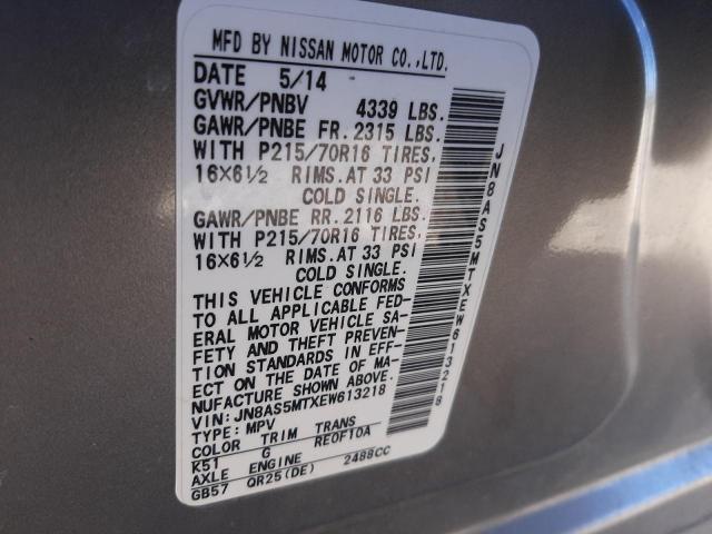 Photo 13 VIN: JN8AS5MTXEW613218 - NISSAN ROGUE SELE 