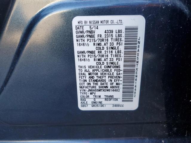 Photo 11 VIN: JN8AS5MTXEW614482 - NISSAN ROGUE 