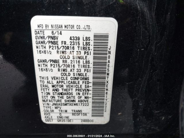 Photo 8 VIN: JN8AS5MTXEW617222 - NISSAN ROGUE SELECT 