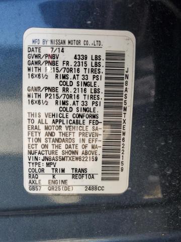 Photo 11 VIN: JN8AS5MTXEW622159 - NISSAN ROGUE SELE 