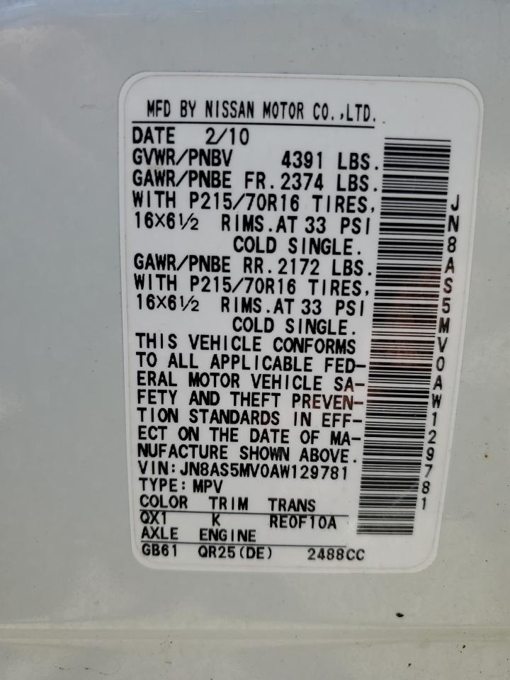 Photo 12 VIN: JN8AS5MV0AW129781 - NISSAN ROGUE 