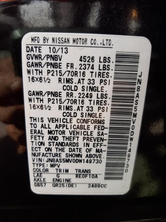 Photo 9 VIN: JN8AS5MV0DW149730 - NISSAN ROGUE S 