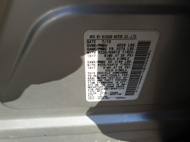 Photo 9 VIN: JN8AS5MV1BW661218 - NISSAN ROGUE S 