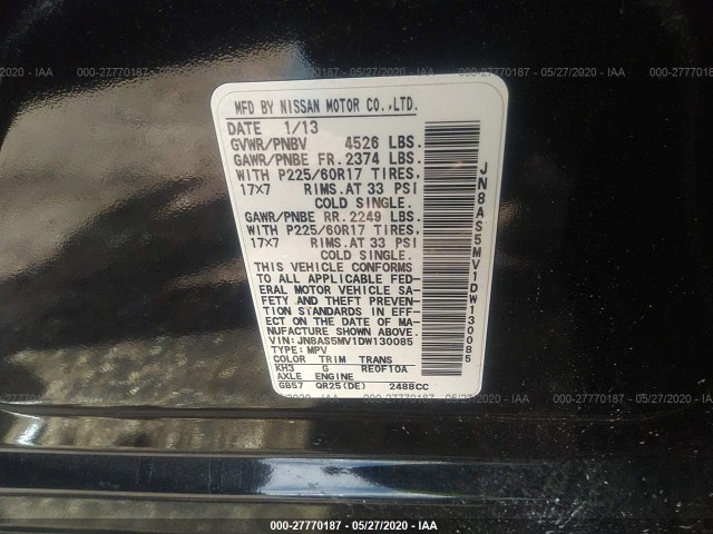 Photo 8 VIN: JN8AS5MV1DW130085 - NISSAN ROGUE 