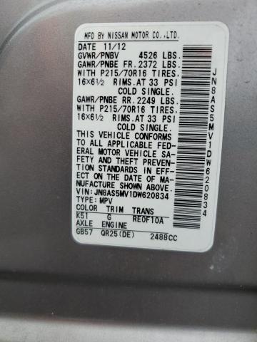 Photo 12 VIN: JN8AS5MV1DW620834 - NISSAN ROGUE S 