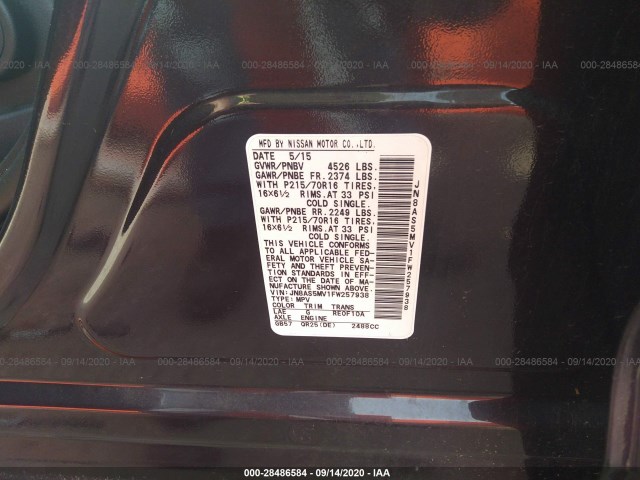 Photo 8 VIN: JN8AS5MV1FW257938 - NISSAN ROGUE SELECT 