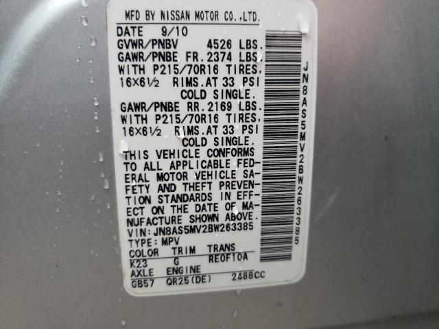 Photo 12 VIN: JN8AS5MV2BW263385 - NISSAN ROGUE S 