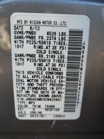 Photo 13 VIN: JN8AS5MV2CW420981 - NISSAN ROGUE S 