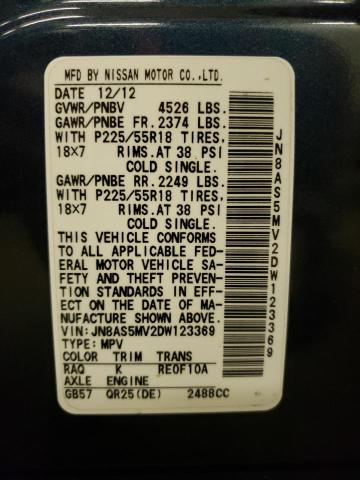 Photo 12 VIN: JN8AS5MV2DW123369 - NISSAN ROGUE S 