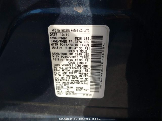 Photo 8 VIN: JN8AS5MV2DW614783 - NISSAN ROGUE 