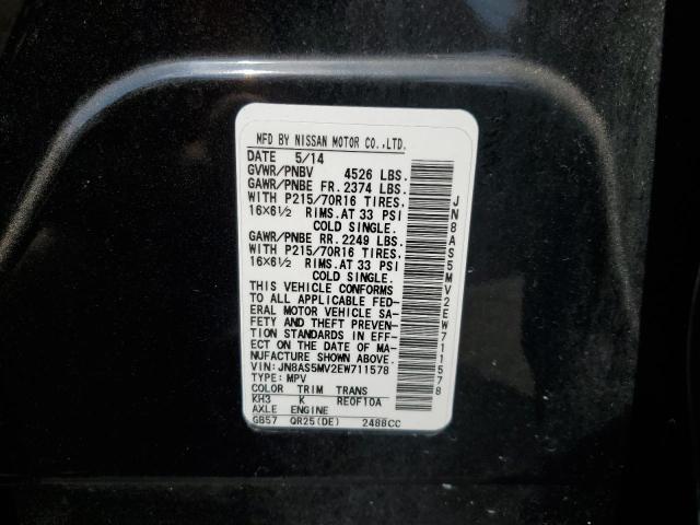 Photo 12 VIN: JN8AS5MV2EW711578 - NISSAN ROGUE SELE 