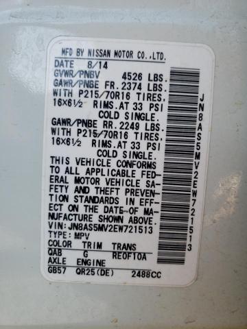 Photo 12 VIN: JN8AS5MV2EW721513 - NISSAN ROGUE SELE 