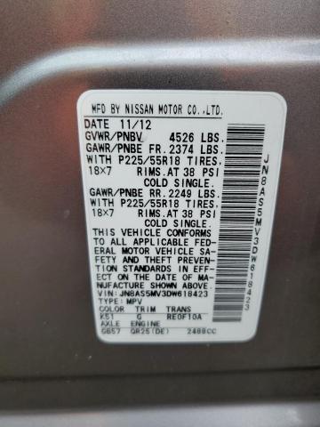 Photo 11 VIN: JN8AS5MV3DW618423 - NISSAN ROGUE 