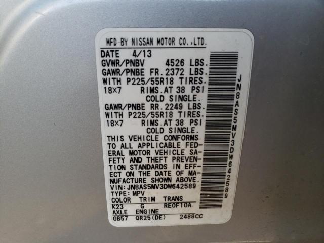 Photo 9 VIN: JN8AS5MV3DW642589 - NISSAN ROGUE 