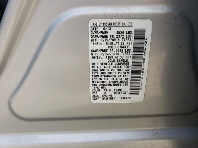 Photo 12 VIN: JN8AS5MV3DW651115 - NISSAN ROGUE S 