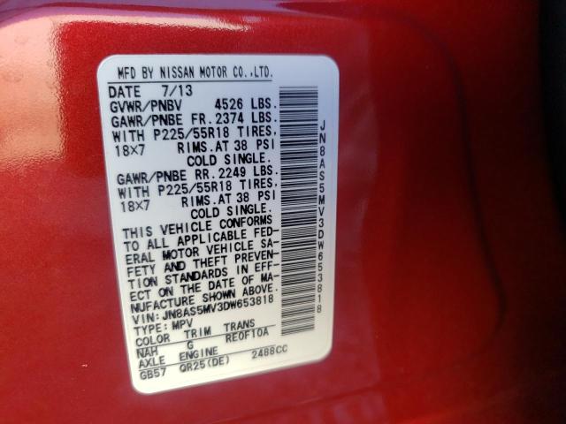 Photo 11 VIN: JN8AS5MV3DW653818 - NISSAN ROGUE S 