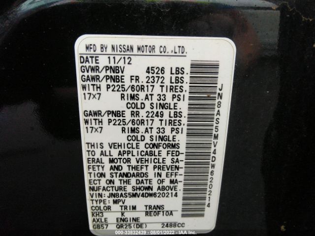 Photo 8 VIN: JN8AS5MV4DW620214 - NISSAN ROGUE 