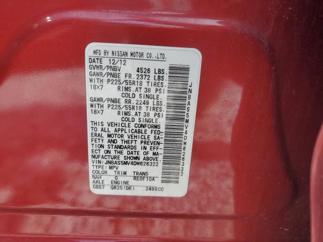 Photo 13 VIN: JN8AS5MV4DW626322 - NISSAN ROGUE S 