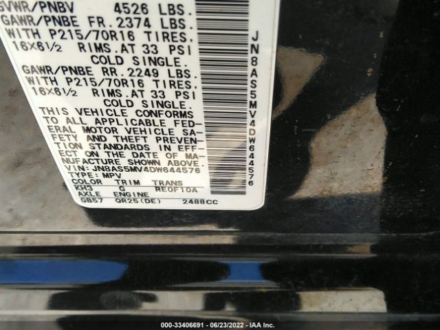 Photo 8 VIN: JN8AS5MV4DW644576 - NISSAN ROGUE 