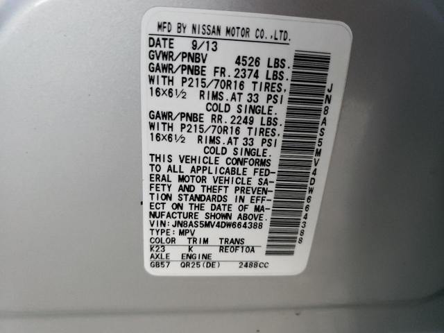 Photo 12 VIN: JN8AS5MV4DW664388 - NISSAN ROGUE 