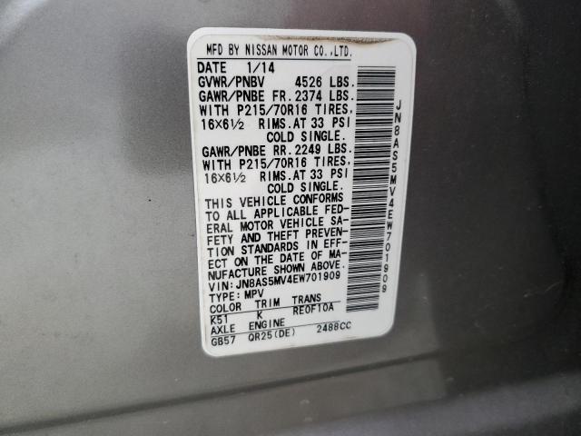 Photo 12 VIN: JN8AS5MV4EW701909 - NISSAN ROGUE 