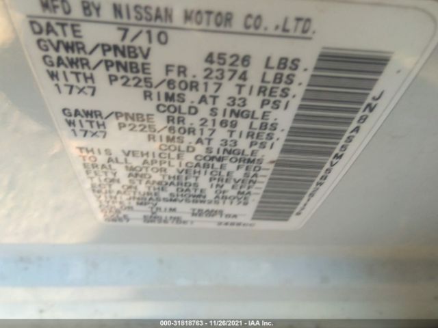 Photo 8 VIN: JN8AS5MV5BW251179 - NISSAN ROGUE 