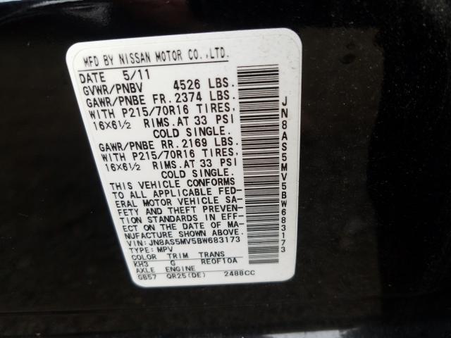 Photo 9 VIN: JN8AS5MV5BW683173 - NISSAN ROGUE S 