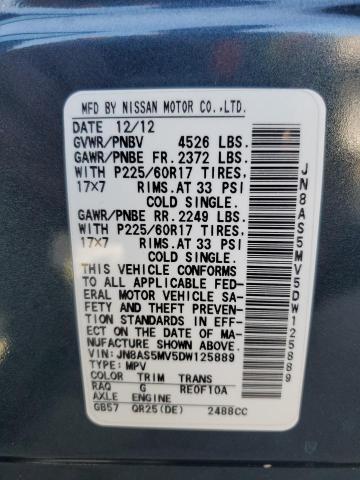 Photo 12 VIN: JN8AS5MV5DW125889 - NISSAN ROGUE 