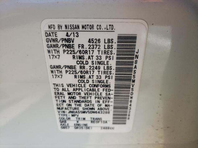 Photo 9 VIN: JN8AS5MV5DW643288 - NISSAN ROGUE S 