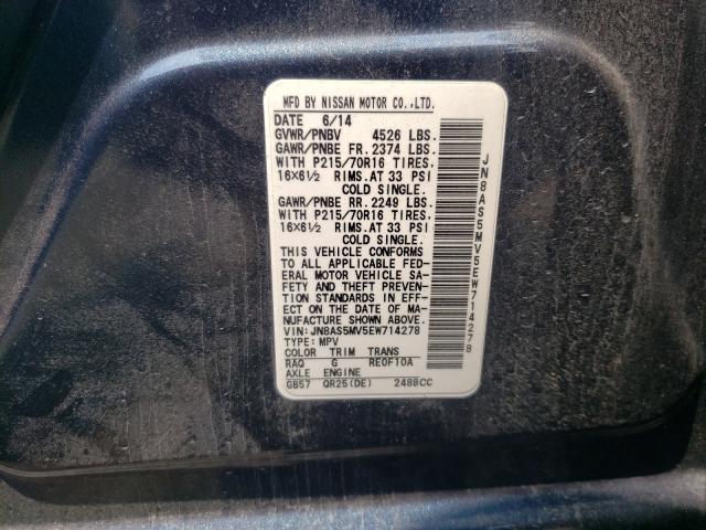 Photo 9 VIN: JN8AS5MV5EW714278 - NISSAN ROGUE SELE 