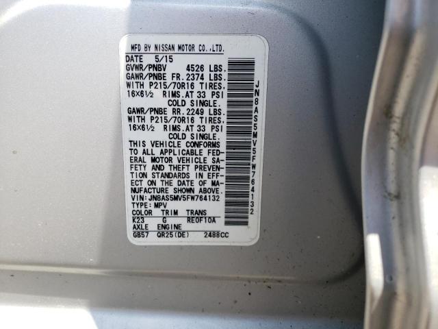 Photo 12 VIN: JN8AS5MV5FW764132 - NISSAN ROGUE SELE 