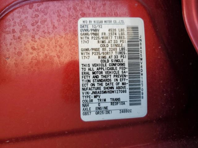 Photo 12 VIN: JN8AS5MV6DW127098 - NISSAN ROGUE S 