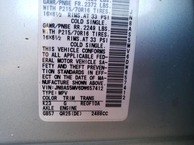 Photo 9 VIN: JN8AS5MV6DW657412 - NISSAN ROGUE S 