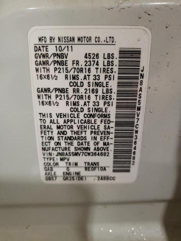 Photo 12 VIN: JN8AS5MV7CW364682 - NISSAN ROGUE S 